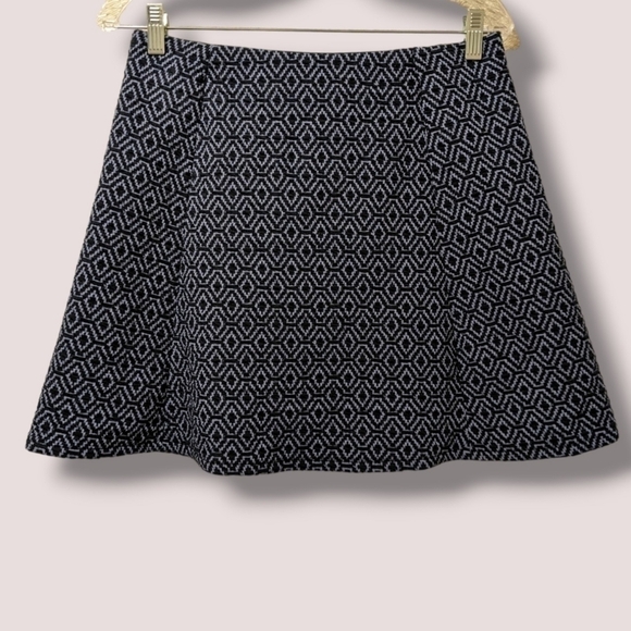 Zara Vintage Navy Blue Artsy Geometric A-Line Mini Skirt - Picture 1 of 6